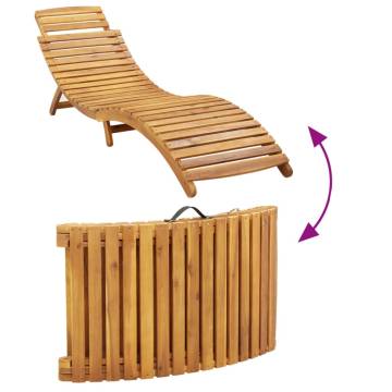 Beige Sun Lounger with Cushion - Solid Acacia Wood | Hipo Market