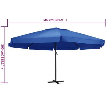 Outdoor Parasol with Aluminium Pole 500 cm - Azure Blue