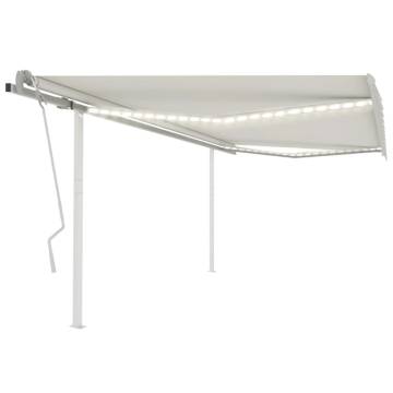 Manual Retractable Awning with LED 4.5x3m - Cream | Hipomarket