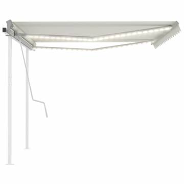 Manual Retractable Awning with LED 4.5x3m - Cream | Hipomarket