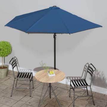 Blue Balcony Parasol with Aluminium Pole - 300x155cm