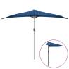 Blue Balcony Parasol with Aluminium Pole - 300x155cm