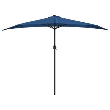 Blue Balcony Parasol with Aluminium Pole - 300x155cm