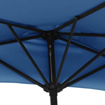 Blue Balcony Parasol with Aluminium Pole - 300x155cm