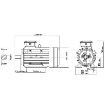 3 Phase Electric Motor 3kW/4HP - Aluminium, 2840 RPM