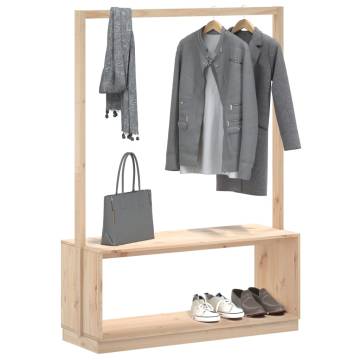 Stylish Clothes Rack with Shoe Storage - Solid Wood Pine