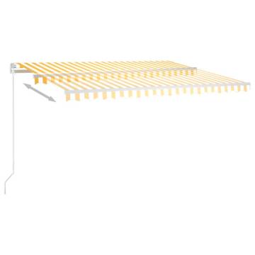 Manual Retractable Awning 450x350 cm - Yellow & White | Hipo Market