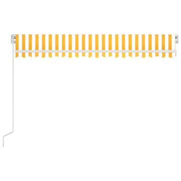 Manual Retractable Awning 450x350 cm - Yellow & White | Hipo Market