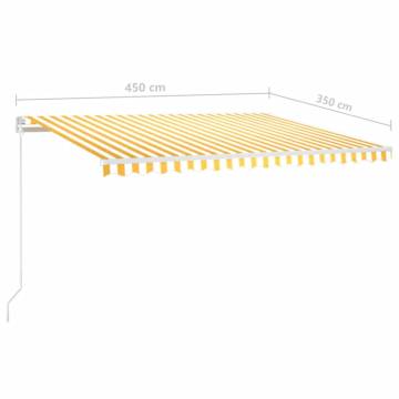 Manual Retractable Awning 450x350 cm - Yellow & White | Hipo Market