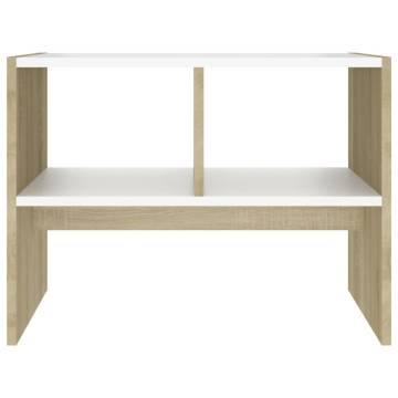 Stylish White & Sonoma Oak Side Table - 60x40x45 cm