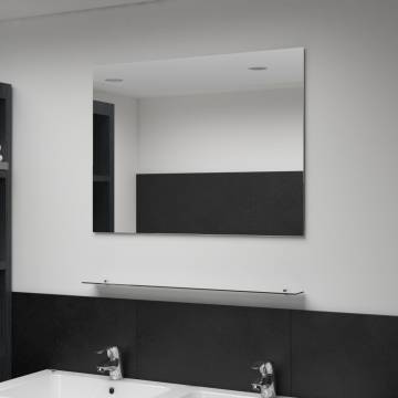 Stylish Wall Mirror with Shelf - 80x60 cm Tempered Glass