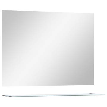 Stylish Wall Mirror with Shelf - 80x60 cm Tempered Glass