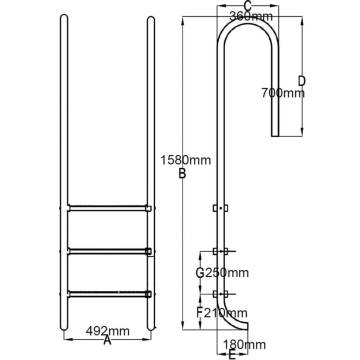 Durable 3-Step Stainless Steel Pool Ladder - 120 cm Depth