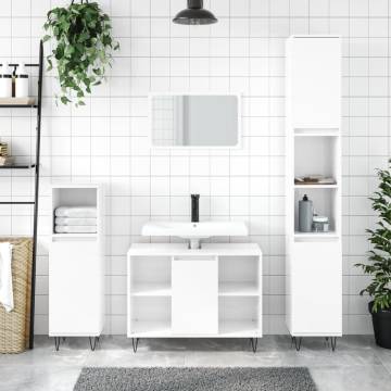 3 Piece High Gloss White Bathroom Furniture Set - Stylish & Durable