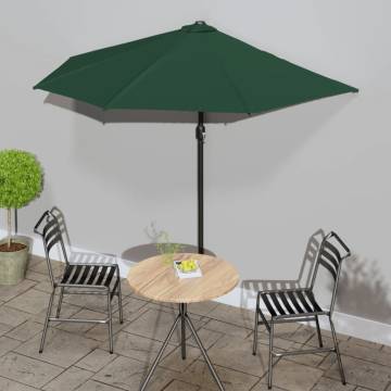 Elegant Green Balcony Parasol with Aluminium Pole - 270x144 cm