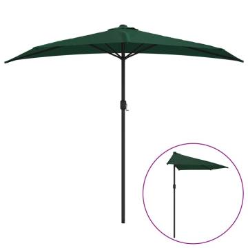 Elegant Green Balcony Parasol with Aluminium Pole - 270x144 cm