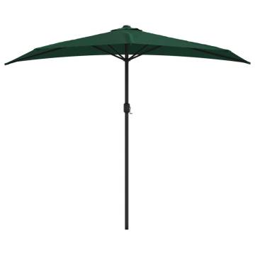 Elegant Green Balcony Parasol with Aluminium Pole - 270x144 cm