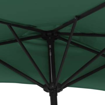 Elegant Green Balcony Parasol with Aluminium Pole - 270x144 cm