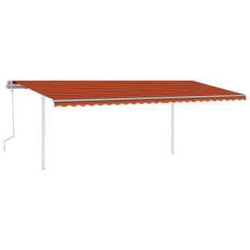 Manual Retractable Awning with LED - 6x3.5m Orange & Brown