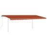 Manual Retractable Awning with LED - 6x3.5m Orange & Brown