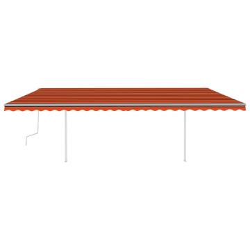 Manual Retractable Awning with LED - 6x3.5m Orange & Brown