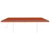 Manual Retractable Awning with LED - 6x3.5m Orange & Brown