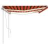 Manual Retractable Awning with LED - 6x3.5m Orange & Brown