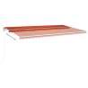 Manual Retractable Awning with LED - 6x3.5m Orange & Brown