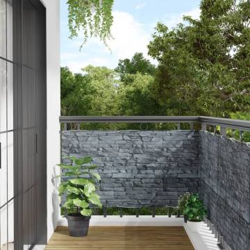 Garden Privacy Screen Ledge Stone Look - Grey PVC 1000x75 cm