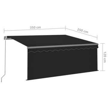 Manual Retractable Awning with Blind & LED - 3.5x2.5m Anthracite