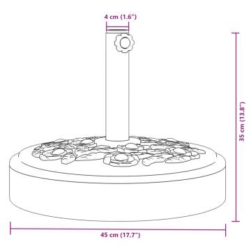 Sturdy 25 kg Parasol Base for Ø38/48 mm Umbrella Poles