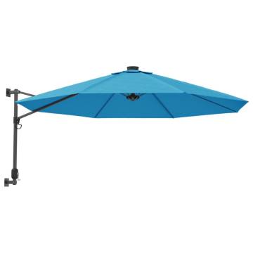 Wall-mounted Parasol with LEDs Sea Blue 290cm | HipoMarket