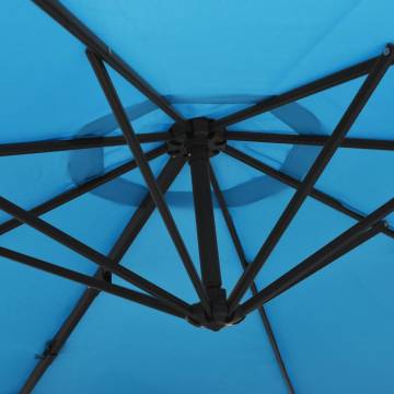 Wall-mounted Parasol with LEDs Sea Blue 290cm | HipoMarket