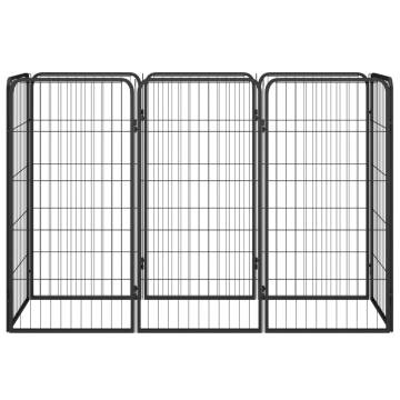 8-Panel Dog Playpen Black 50x100 cm - Durable & Safe