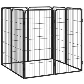 8-Panel Dog Playpen Black 50x100 cm - Durable & Safe