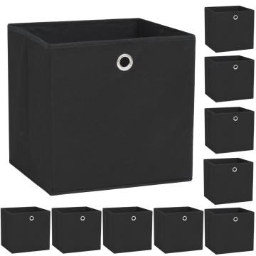 Storage Boxes 10 pcs - Non-woven Fabric, 32x32 cm, Black