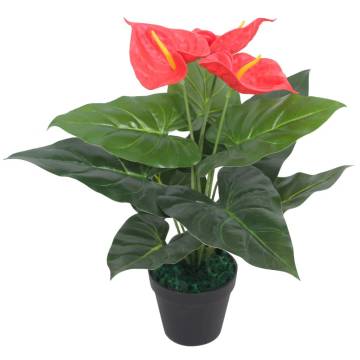 Artificial Anthurium Plant - 45 cm Red & Yellow | Hipo Market