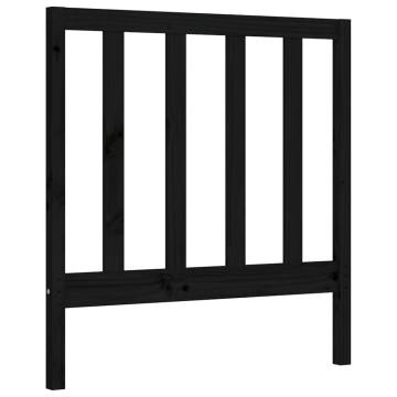 Solid Wood Bed Frame with Headboard - Black 90x200 cm