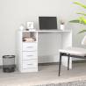 High Gloss White Desk with Drawers - 102x50x76 cm