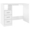 High Gloss White Desk with Drawers - 102x50x76 cm