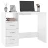 High Gloss White Desk with Drawers - 102x50x76 cm