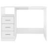 High Gloss White Desk with Drawers - 102x50x76 cm