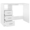 High Gloss White Desk with Drawers - 102x50x76 cm