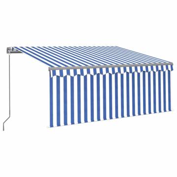 Manual Retractable Awning 3.5x2.5m Blue&White | HipoMarket