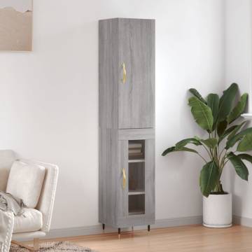 Stylish Grey Sonoma Highboard - 34.5x34x180 cm Engineered Wood