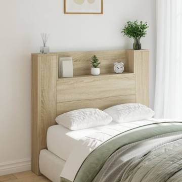 Headboard Cabinet with LED in Sonoma Oak - Modern Design