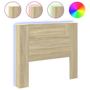 Headboard Cabinet with LED in Sonoma Oak - Modern Design