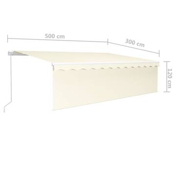 Manual Retractable Awning 5x3m with LED & Blind - Cream