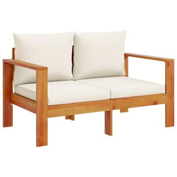 Garden Sofa with Cushions - Solid Wood Acacia 2-Seater