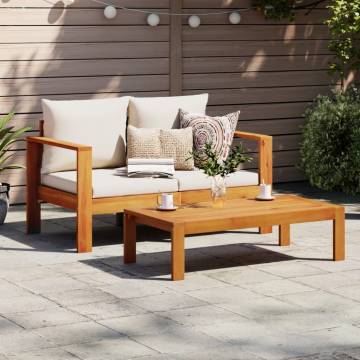 Garden Sofa with Cushions - Solid Wood Acacia 2-Seater